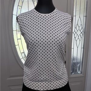 J.Crew White with Black Polka Dot Sleeveless Knit Top Sweater – Size Small
